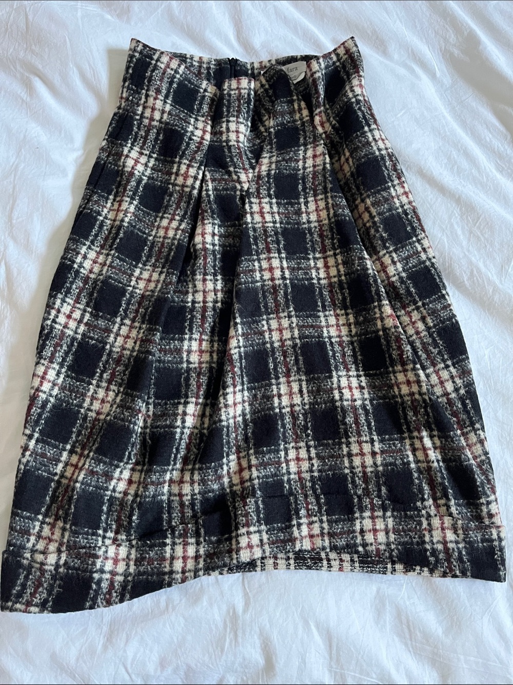 Max Mara virgin wool alpaca plaid winter holiday Christmas midi skirt